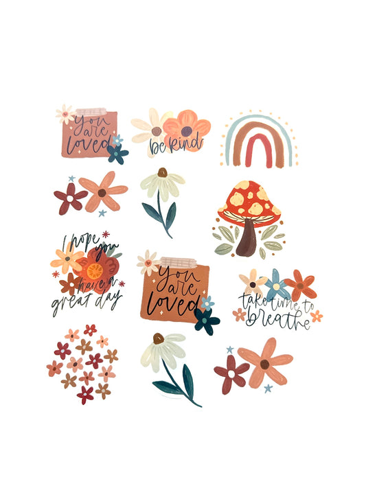 Floral Inspirational Stickers (Pack of 12)