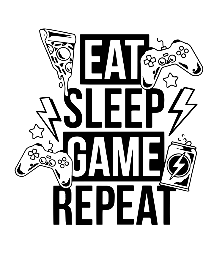 Eat Sleep Game Repeat Wall Sticker Vinyl Decals Gamer gaming gift