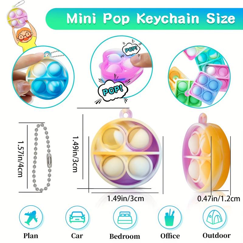 Mini Popit Keyrings 8pcs