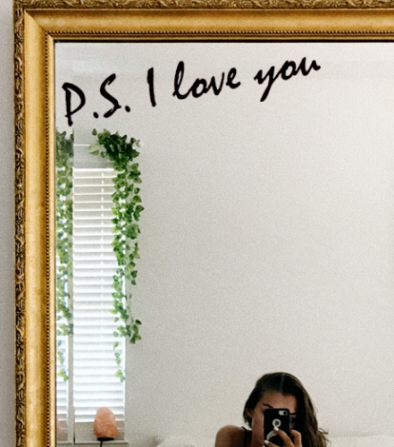 P.S. I LOVE YOU | Bedroom Wall Art Sticker Quote | Decal Romance Door Vinyl